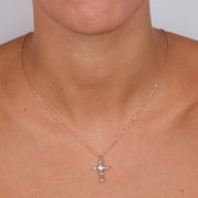 Collana in Argento 925 croce impreziosita da cristalli bianchi