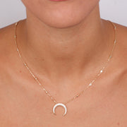 Collana in Argento 925  con pendente mezza luna e zirconi bianchi
