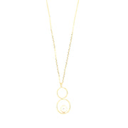 Collana in Argento 925 con doppio cerchio e perla bianca centrale pendente
