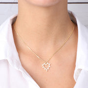 Collana in Argento 925 cuore pendente impreziosito da zirconi bianchi