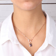 Collana in Argento 925 lucchetto cuore di zirconi viola