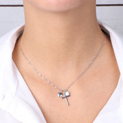 Collana in Argento 925 con croce e zircone bianco pendenti