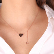 Collana in Argento 925 con cuore con scritta love e pendente a forma di cuore