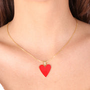 Collana in Argento 925 con ciondolo a forma di cuore smaltato rosso