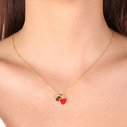 Collana in Argento 925 con pendente a forma di cuore smaltato rosso