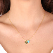 Collana in Argento 925 con pendente a forma di cuore smaltato azzurro