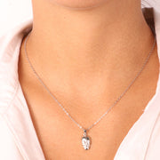 Collana in Argento 925 con pendente a forma di teschio impreziosito da cristalli bianchi