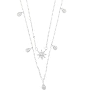 Collana in Argento 925 con pendenti e dettaglio a forma di stella impreziositi da zirconi bianchi