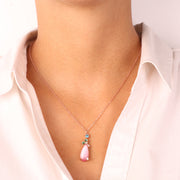 Collana in Argento 925 con pendente a goccia e zirconi rosa