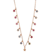 Collana in Argento 925 con stelle pendenti in zirconi multicolor