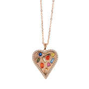 Collana in Argento 925 con ciondolo a forma di cuore impreziosito da zirconi multicolor