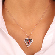 Collana in Argento 925 con ciondolo a forma di cuore impreziosito da zirconi multicolor