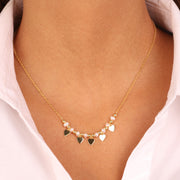 Collana in Argento 925 con perle e cuori pendenti