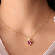 Collana in Argento 925 con cuori in zirconi bianchi e rosa