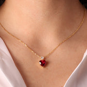 Collana in Argento 925 con cuori in zircone bianco e rosso rubino