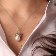 Collana in Argento 925 con pendente in zirconi colorati e perle barocche