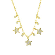 Collana in Argento 925 con stelle e punti luce pendenti