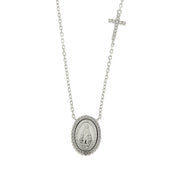 Collana in Argento 925 con amuleto religioso e croce con zirconi bianchi