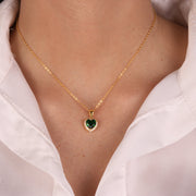 Collana in Argento 925 con zircone a forma di cuore verde