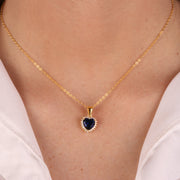 Collana in Argento 925 con zircone a forma di cuore blu