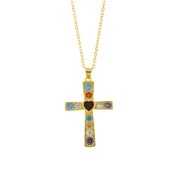 Collana in Argento 925 con croce impreziosita da zirconi multicolore