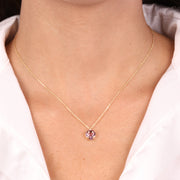Collana in Argento 925 con cristallo rosa a forma di cuore