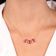 Collana in Argento 925 con cristalli rosa a forma di goccia