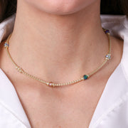 Collana in Argento 925 con cristalli colorati