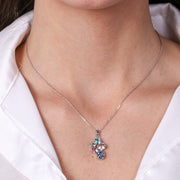Collana in Argento 925 con cristalli colorati pendenti