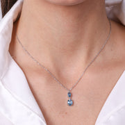Collana in Argento 925 con cristalli azzurri pendenti
