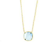 Collana in Argento 925 a forma quadrata con cristallo azzurro
