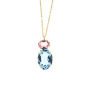 Collana in Argento 925 con cristalli azzurri e rosa