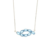 925 Silver necklace with light blue crystals