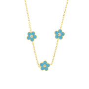 Collana in Argento 925 con fiori smaltati azzurri