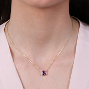 Collana in Argento 925 con punto luce a forma quadrata viola