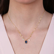 Collana in Argento 925 con zircone blu e trasparenti