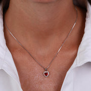 Collana in Argento 925 con cuore rosso pendente