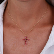 Collana in Argento 925 a forma di croce con cristalli rosa