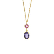 925 Silver necklace with two crystals in shades of purple