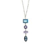 925 Silver necklace with crystals in blue shades