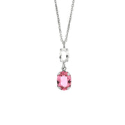 925 Silver necklace with pink and transparent crystals