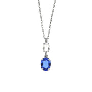 925 Silver necklace with blue and transparent crystals