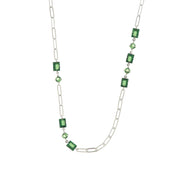 925 Silver necklace with green crystals