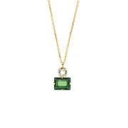 925 Silver necklace with rectangular green crystal