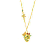 925 Silver necklace with cactus and colored zircons