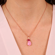 Collana in Argento 925 a forma di goccia rosa