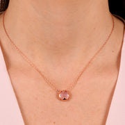 Collana in Argento 925 con fiore rosa cipria