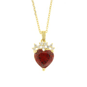 Collana in Argento 925 con cuore rosso pendente placcato oro