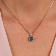 Collana in Argento 925  con zircone azzuro pendente