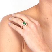 Anello in Argento 925 con perle e zirconi verdi